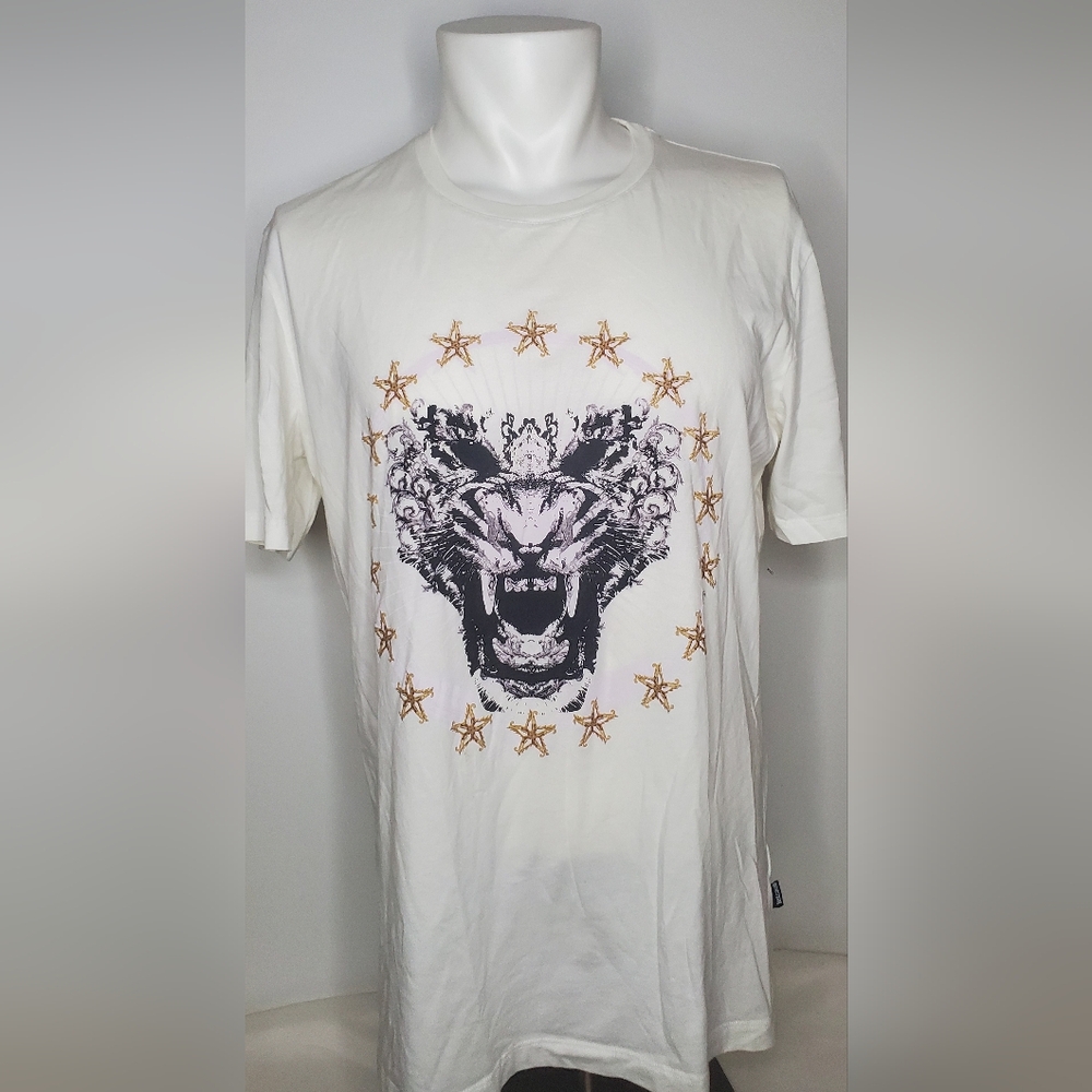 Just Cavalli White T-shit with Graphic Lion Print